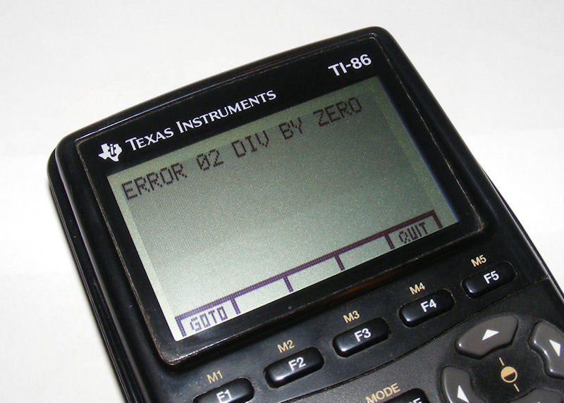 Divide by zero on TI68 calculator